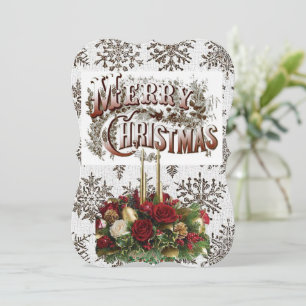 Christmas Holiday Flat Greeting Card, Merry Card