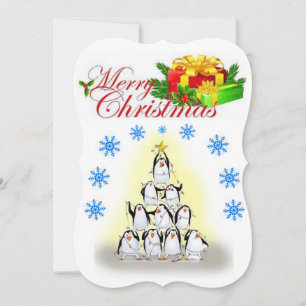 Christmas Holiday Flat Greeting Card, Penguin Card