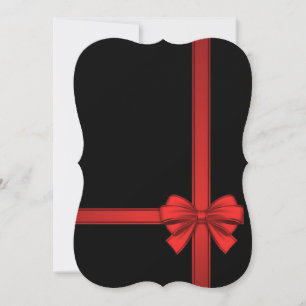 Christmas Holiday Flat Greeting Card, Red Bow Card
