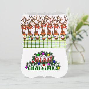 Christmas Holiday Flat Greeting Card, Reindeer Card