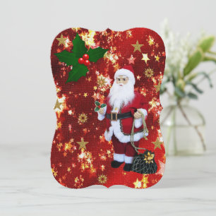 Christmas Holiday Flat Greeting Card, Santa Card