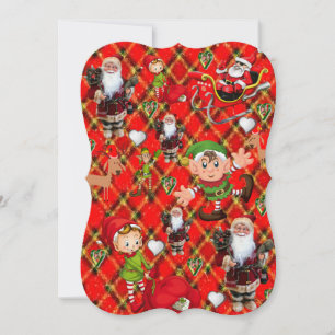 Christmas Holiday Flat Greeting Card, Santa Card