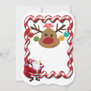 Christmas Holiday Flat Greeting Card, Santa Card