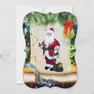 Christmas Holiday Flat Greeting Card, Santa Card