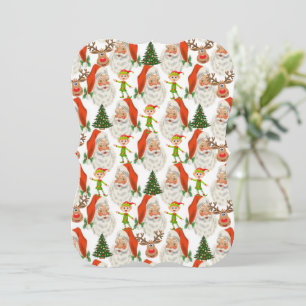 Christmas Holiday Flat Greeting Card, Santa Card