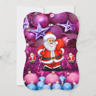 Christmas Holiday Flat Greeting Card, Santa Card