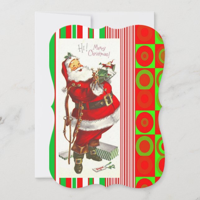 Christmas Holiday Flat Greeting Card, Santa Card (Front)