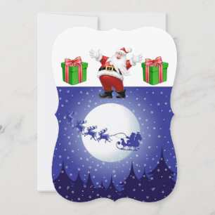 Christmas Holiday Flat Greeting Card, Santa Card