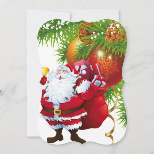 Christmas Holiday Flat Greeting Card, Santa Card