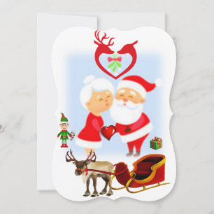 Christmas Holiday Flat Greeting Card, Santa Card