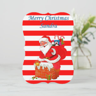 Christmas Holiday Flat Greeting Card, Santa Card