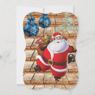 Christmas Holiday Flat Greeting Card, Santa Card