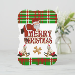 Christmas Holiday Flat Greeting Card, Santa Card