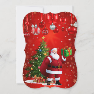 Christmas Holiday Flat Greeting Card, Santa Card