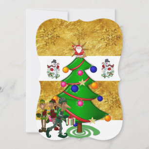 Christmas Holiday Flat Greeting Card, Santa Card