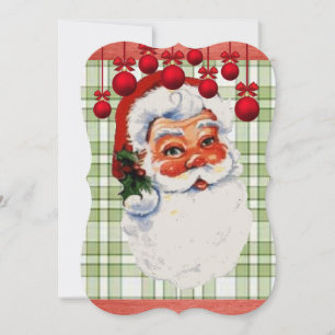 Christmas Holiday Flat Greeting Card, Santa Card