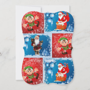 Christmas Holiday Flat Greeting Card, Santa Card