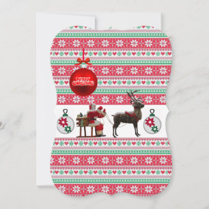 Christmas Holiday Flat Greeting Card, Santa Card