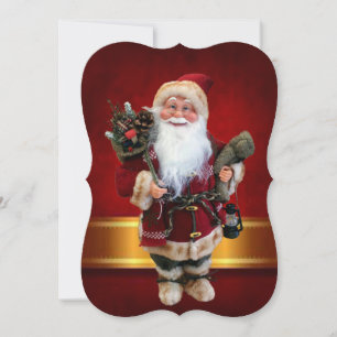 Christmas Holiday Flat Greeting Card, Santa Card