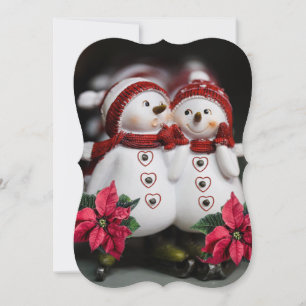 Christmas Holiday Flat Greeting Card, Snowman Card