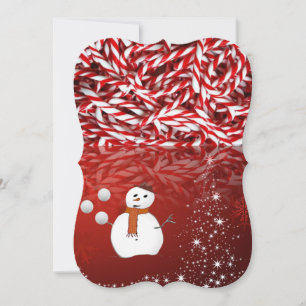 Christmas Holiday Flat Greeting Card, Snowman Card
