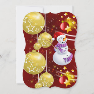 Christmas Holiday Flat Greeting Card, Snowman Card