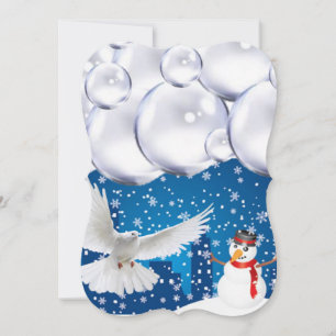 Christmas Holiday Flat Greeting Card, Snowman Card