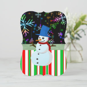 Christmas Holiday Flat Greeting Card, Snowman Card