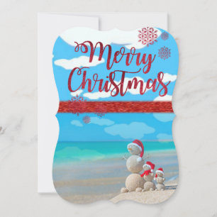 Christmas Holiday Flat Greeting Card, Snowman Card