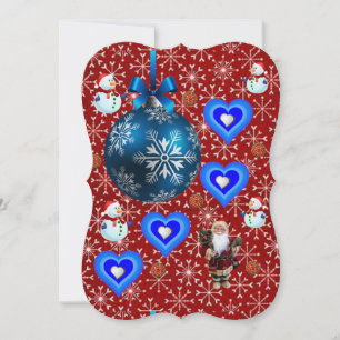 Christmas Holiday Flat Greeting Card, Snowman Card