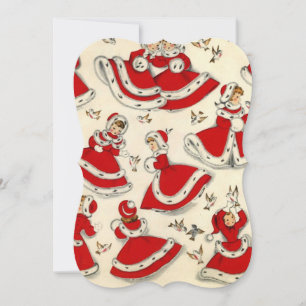 Christmas Holiday Flat Greeting Card, Vintage Card