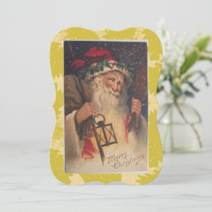 Christmas Holiday Flat Greeting Card, Vintage Card