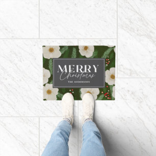 Christmas Holiday Floral Pine Berry Doormat
