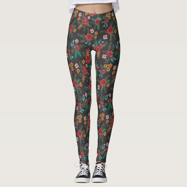 Christmas Holiday | Flowers | Leggings (Front)