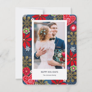 Christmas Holiday   Flowers & Snow   Photo Card