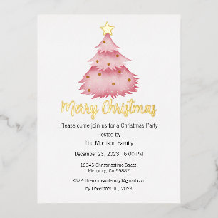 Christmas Holiday Foil Postcard, Christmas Invite