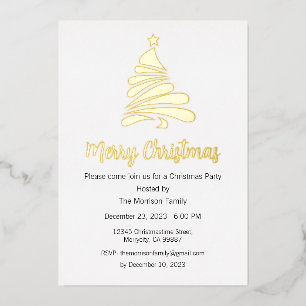 Christmas Holiday Foil Postcard, Christmas Invite