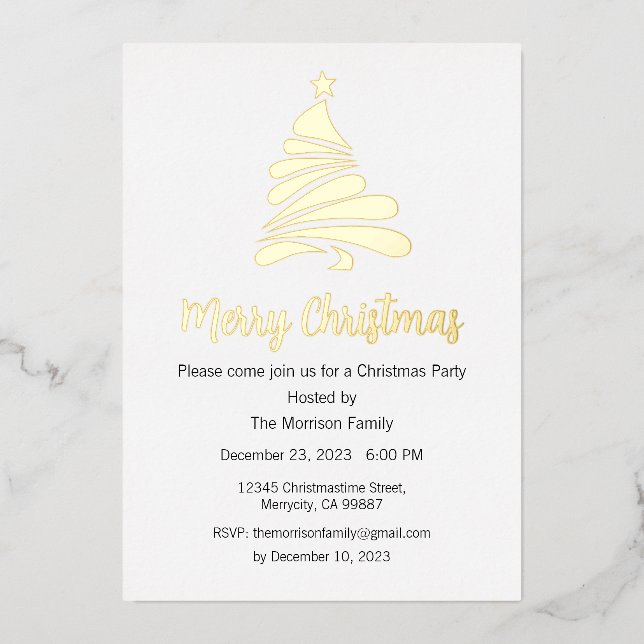 Christmas Holiday Foil Postcard, Christmas Invite (Front)