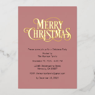 Christmas Holiday Foil Postcard, Christmas Invite