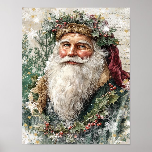 christmas holiday folk santa believe poster (Front)