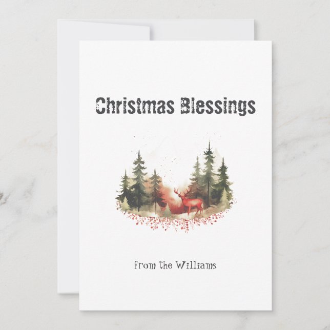 Christmas Holiday Forest Mountain Deer Adventure Card (Front)
