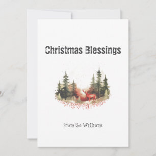 Christmas Holiday Forest Mountain Deer Adventure Card