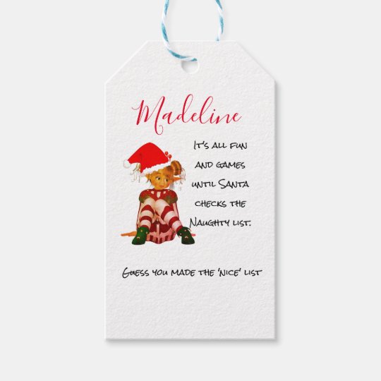 Christmas Holiday Funny Quote Elf Name Gift Tags Zazzle Co Uk