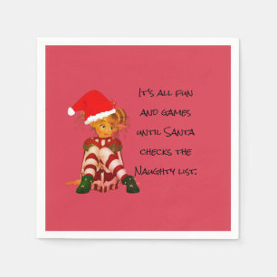 Christmas Holiday Funny Quote Elf Red Napkin