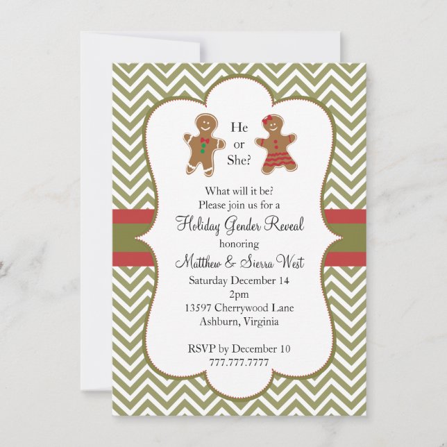 Christmas Holiday Gender Reveal Baby Shower Invitation (Front)