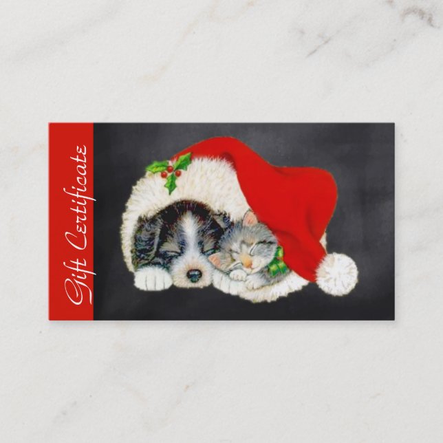 Christmas Holiday Gift Certificate for Pet Lovers (Front)