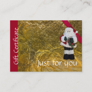 Christmas Holiday Gift Certificate Gold Red Santa