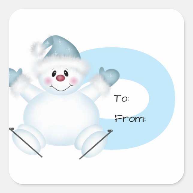 Christmas Holiday Gift Tag Stickers-Snowman (Front)