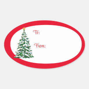 Christmas Holiday Gift Tag Stickers-Tree