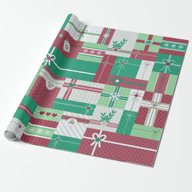 Christmas holiday gifts mosaic wrapping paper (Unrolled)